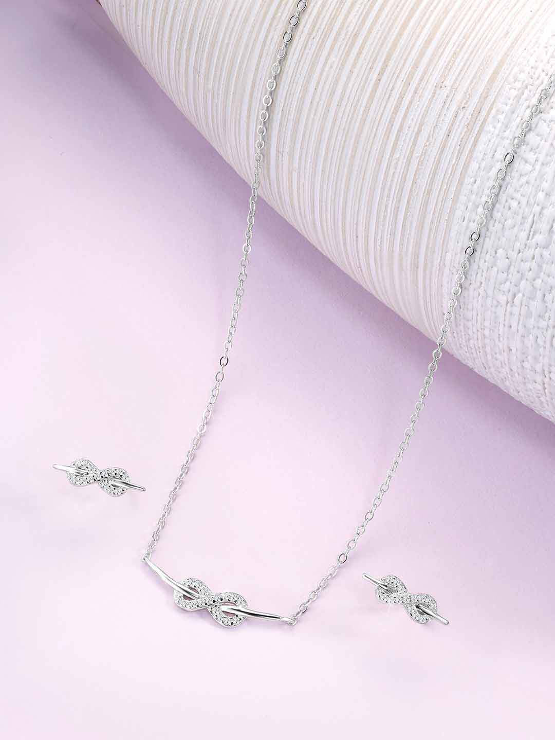 Infinite Charm Silver CZ Pendant Set