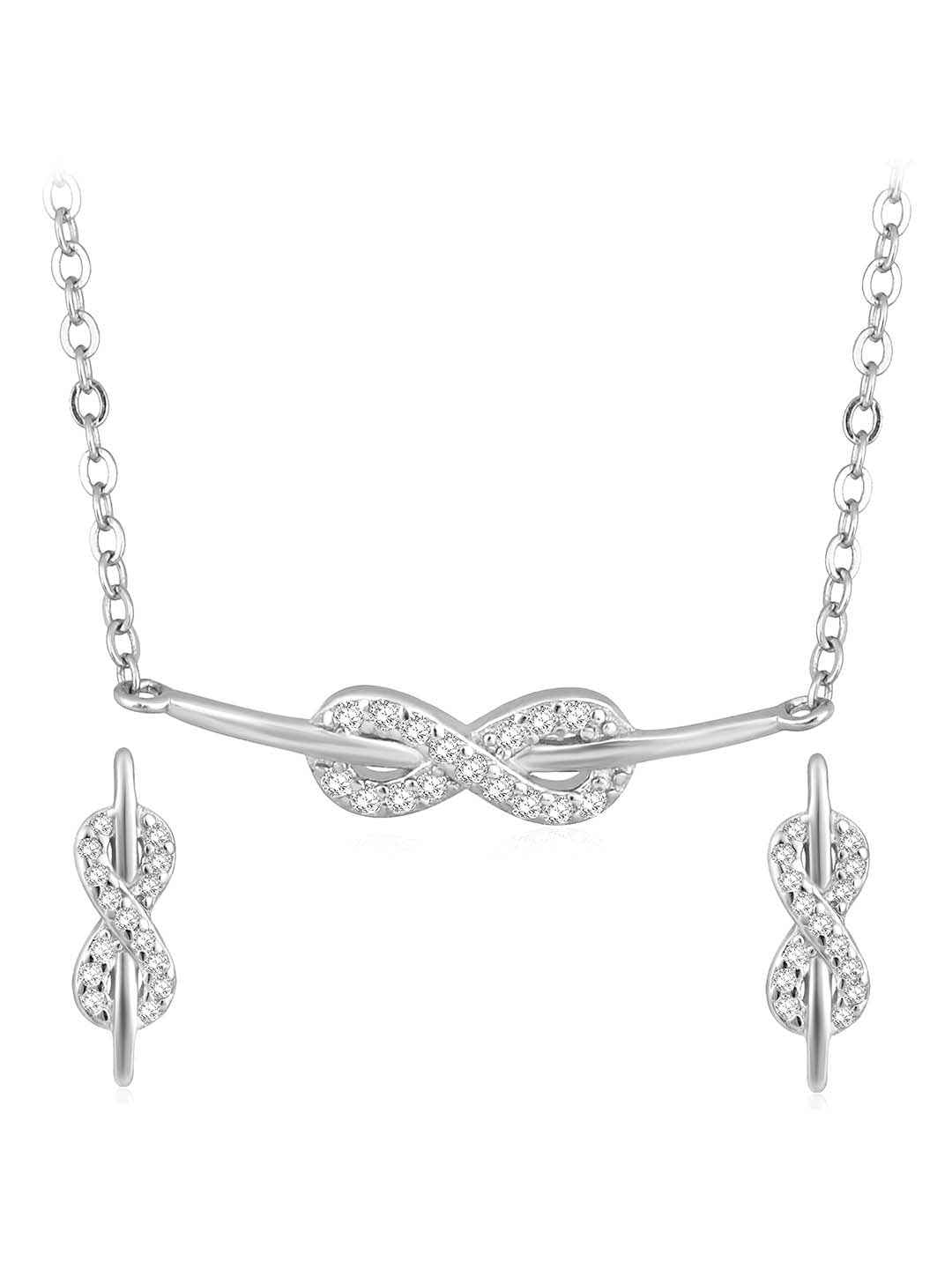 Infinite Charm Silver CZ Pendant Set