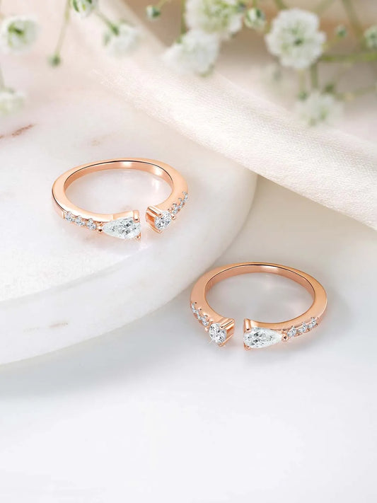 Sparkling Elegant CZ Toe Rings - Rose Gold