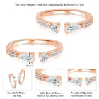 Sparkling Elegant CZ Toe Rings - Rose Gold