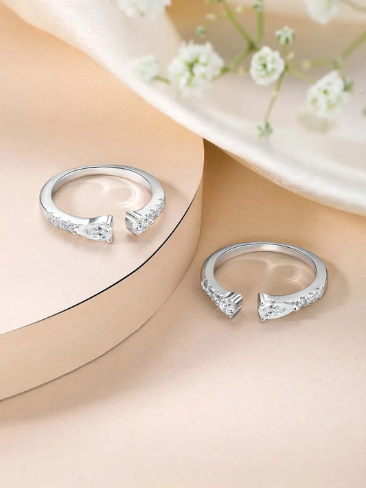 Sparkling Elegant CZ Toe Rings - Silver