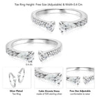 Sparkling Elegant CZ Toe Rings - Silver