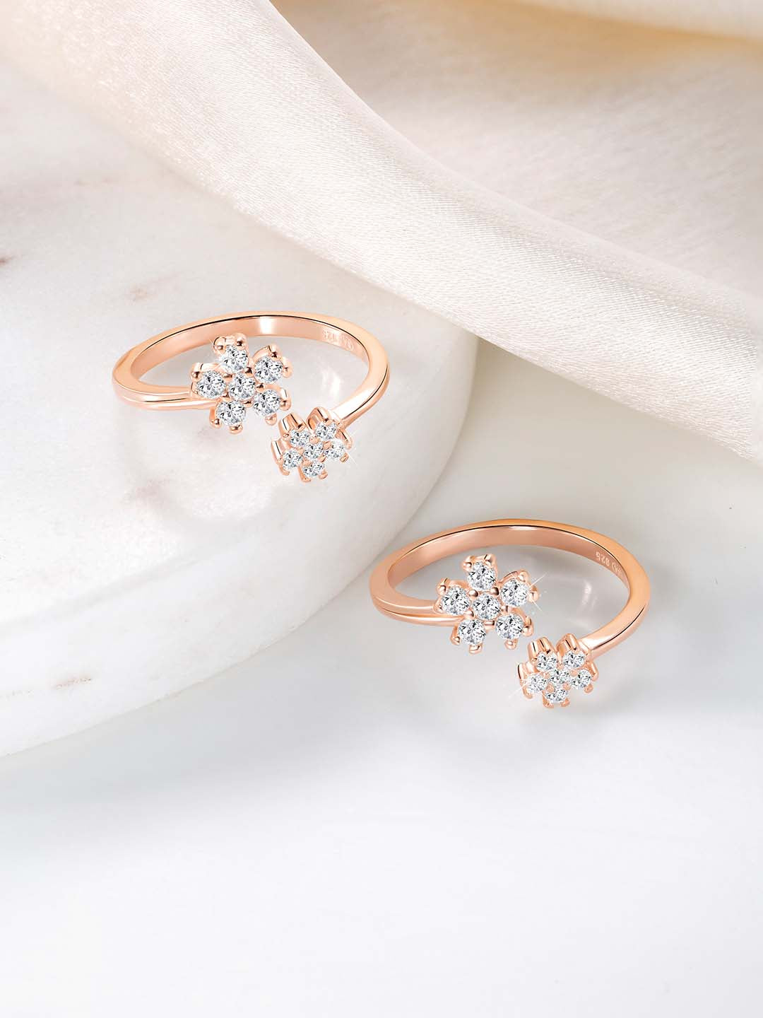 Floral Charm CZ Toe Rings