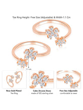 Floral Charm CZ Toe Rings