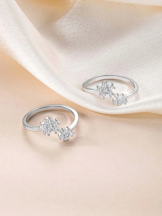 Floral Charm CZ Toe Rings | Elegant Floral Designs by Peora

