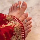 Floral Charm CZ Toe Rings | Elegant Floral Designs by Peora

