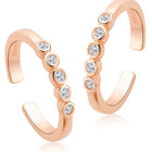 Chic Sophisticated CZ Toe Rings - Rose Gold