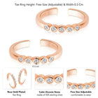Chic Sophisticated CZ Toe Rings - Rose Gold