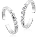 Chic Sophisticated CZ Toe Rings - Silver
