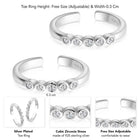 Chic Sophisticated CZ Toe Rings - Silver