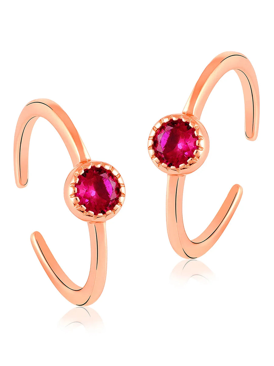 Sparkling Spiral Crystal Toe Rings - Rose Gold