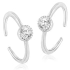 Sparkling Spiral Crystal Toe Rings - Silver