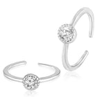 Sparkling Spiral Crystal Toe Rings - Silver