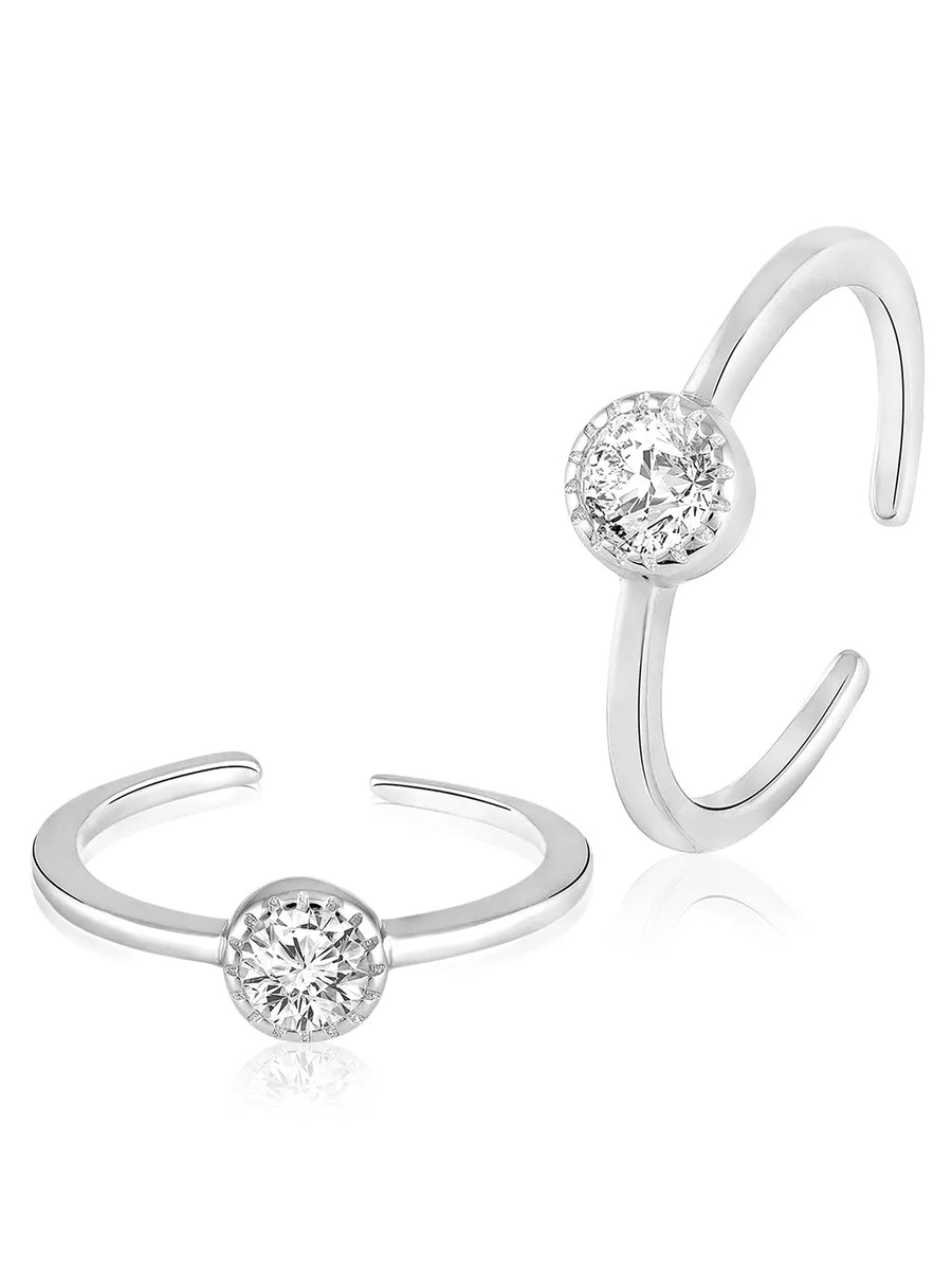 Sparkling Spiral Crystal Toe Rings - Silver