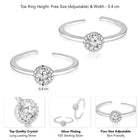 Sparkling Spiral Crystal Toe Rings - Silver