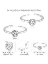 Sparkling Spiral Crystal Toe Rings - Silver