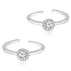 Sparkling Spiral Crystal Toe Rings - Silver