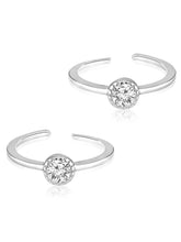 Sparkling Spiral Crystal Toe Rings - Silver