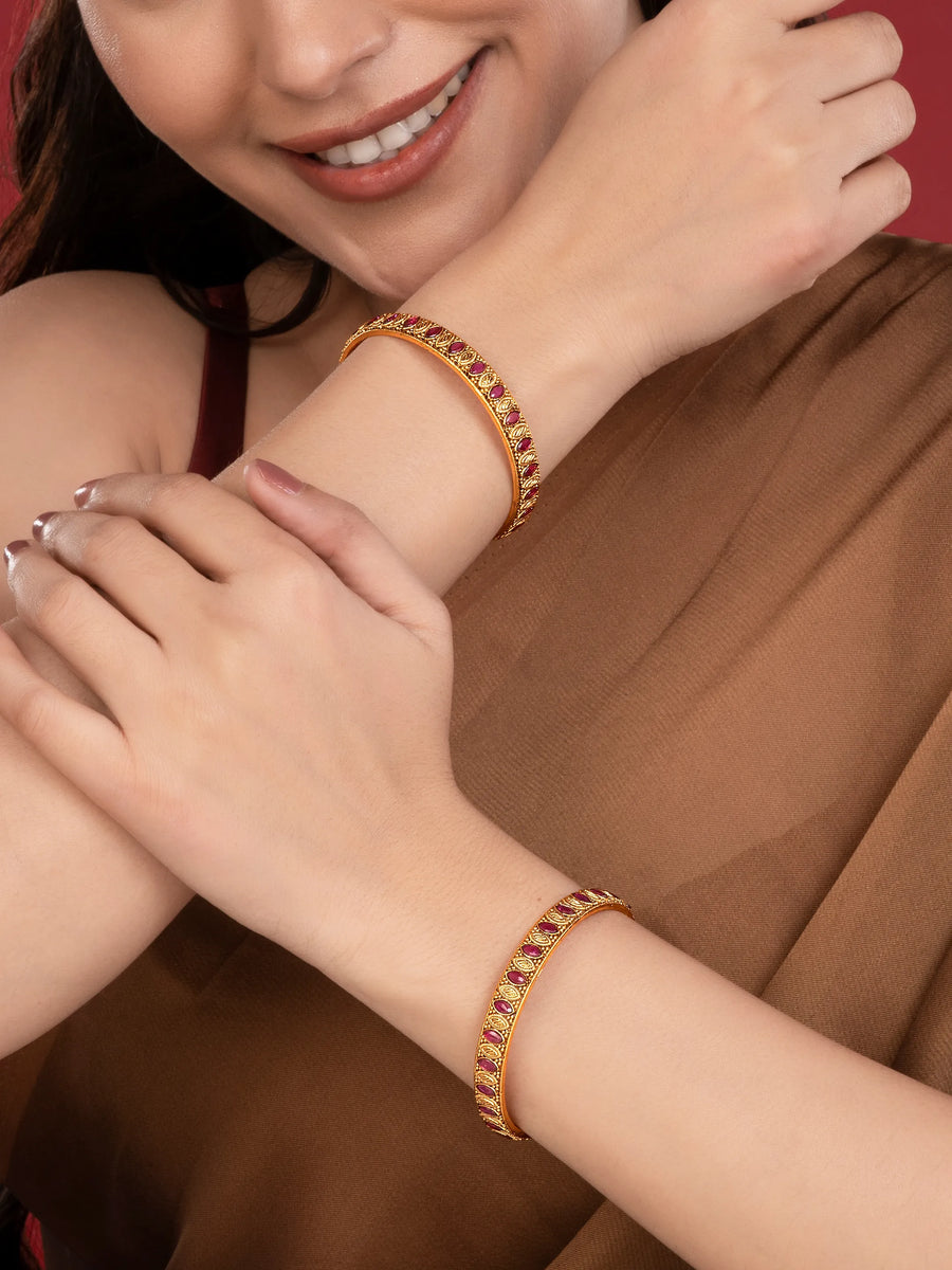 Marquise CZ Textured Bangle Set