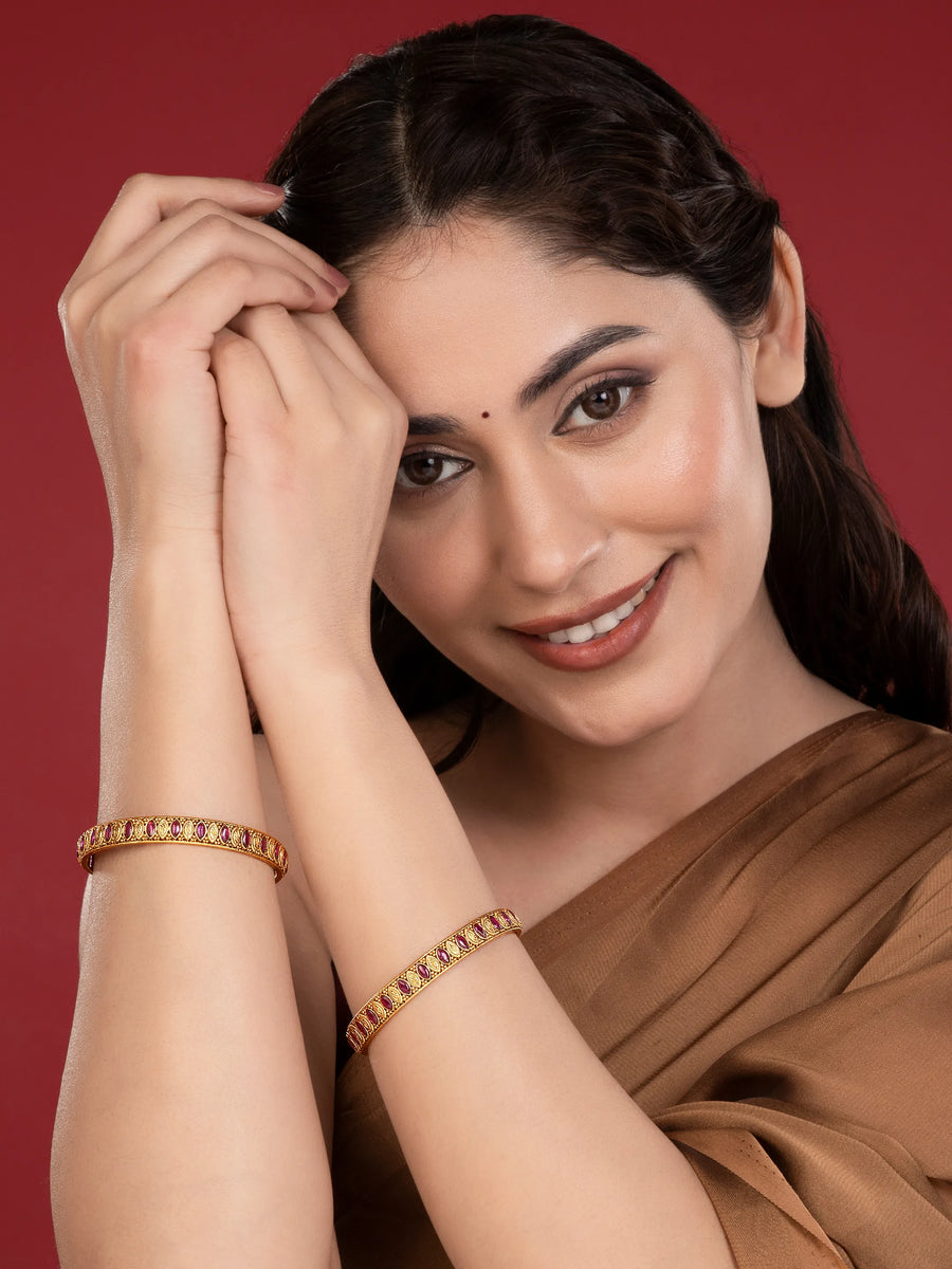 Marquise CZ Textured Bangle Set