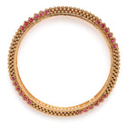 Royal Allure Charm Bangle Pair in Gold - Rani Pink featuring Faux Ruby  bangle set 
