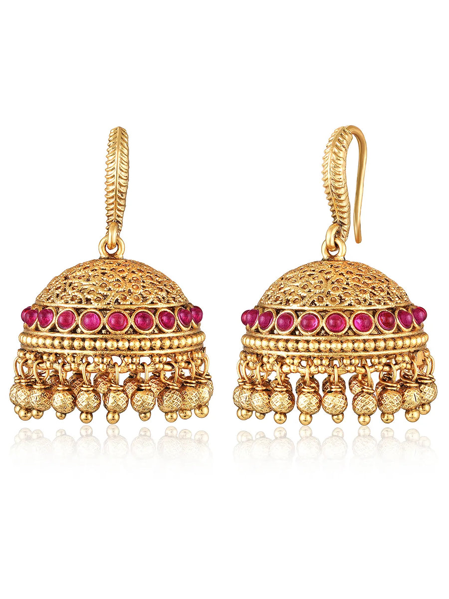 Kundan Look Jhumka Earrings | Traditional & Elegant – Peora
