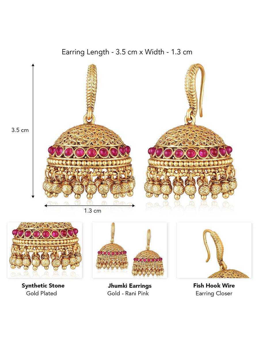 Kundan Look Jhumka Earrings | Traditional & Elegant – Peora