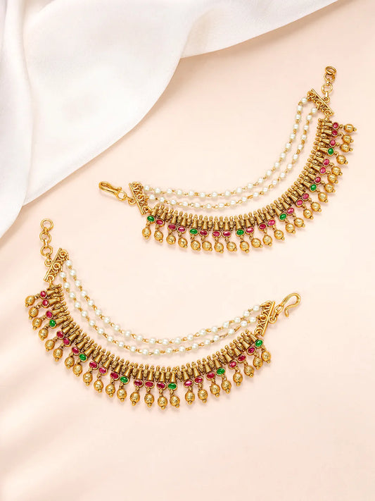 Sparkling Studded Ethnic Earring Chain
