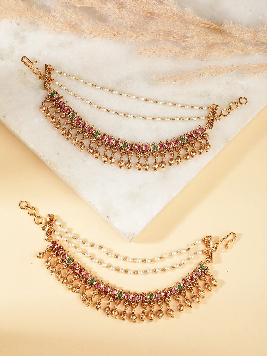 Sparkling Studded Ethnic Earring Chain