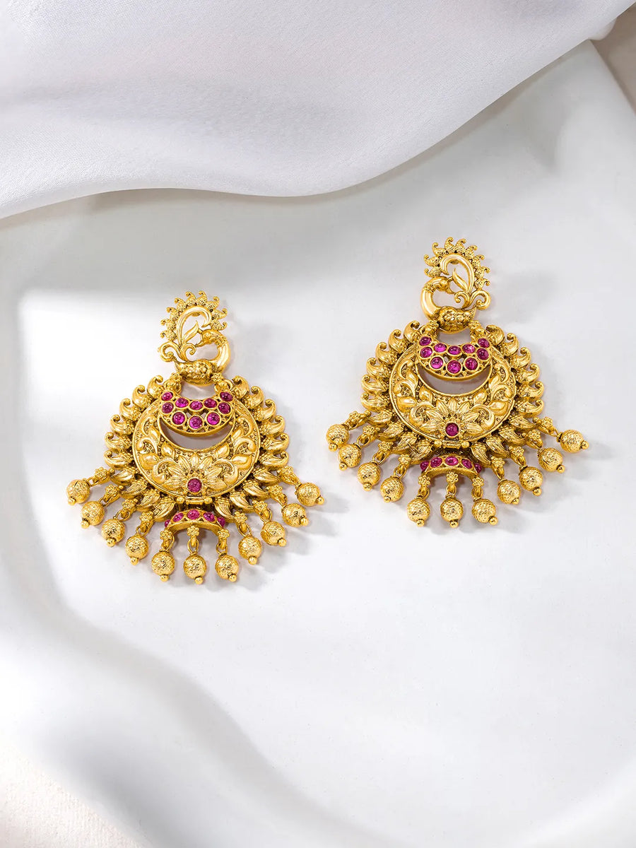 Stylish Faux Kundan Danglers Earrings