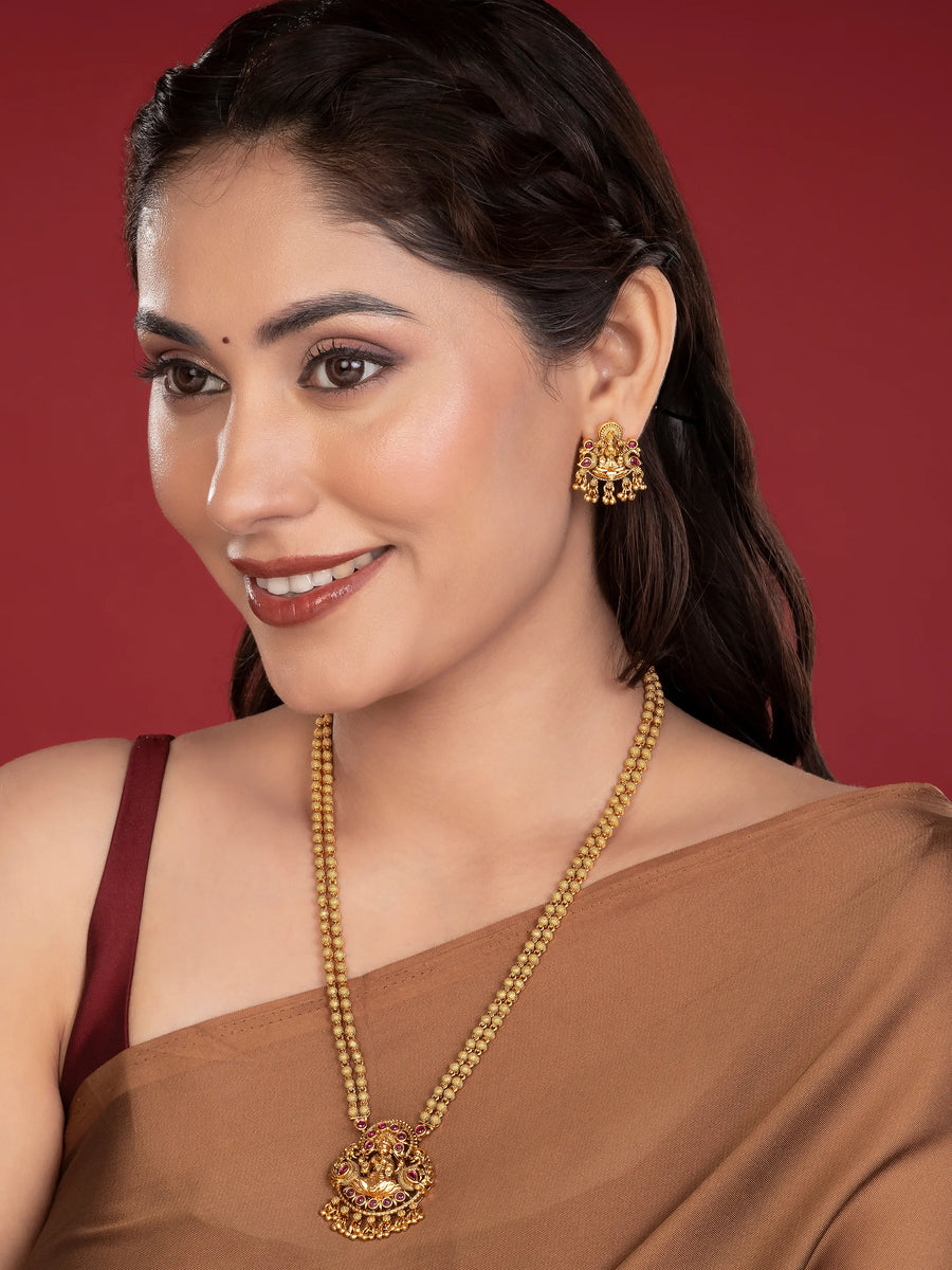 Traditional Temple Pendant Necklace Set