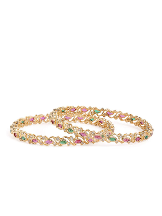 Royal Swirl Faux Ruby Stone Bangle Set