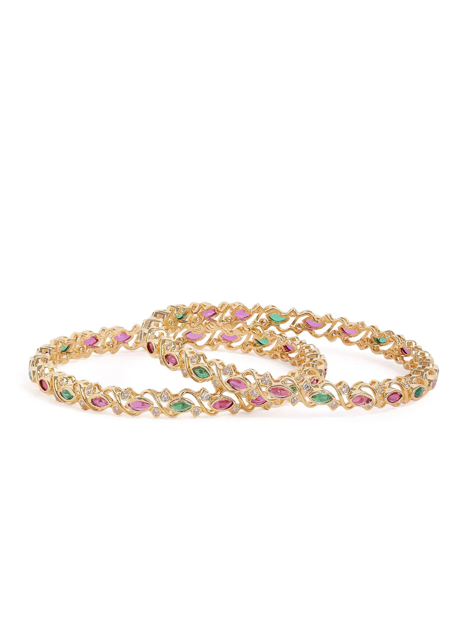 Royal Swirl Faux Ruby Stone Bangle Set