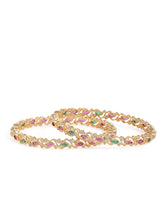 Royal Swirl Faux Ruby Stone Bangle Set