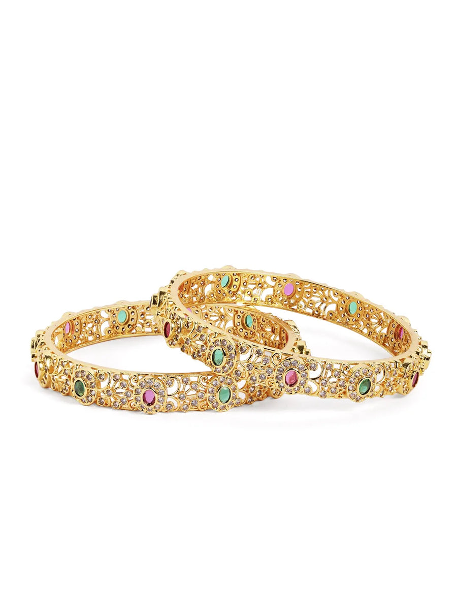 Filigree Royal Charm Stone Bangles