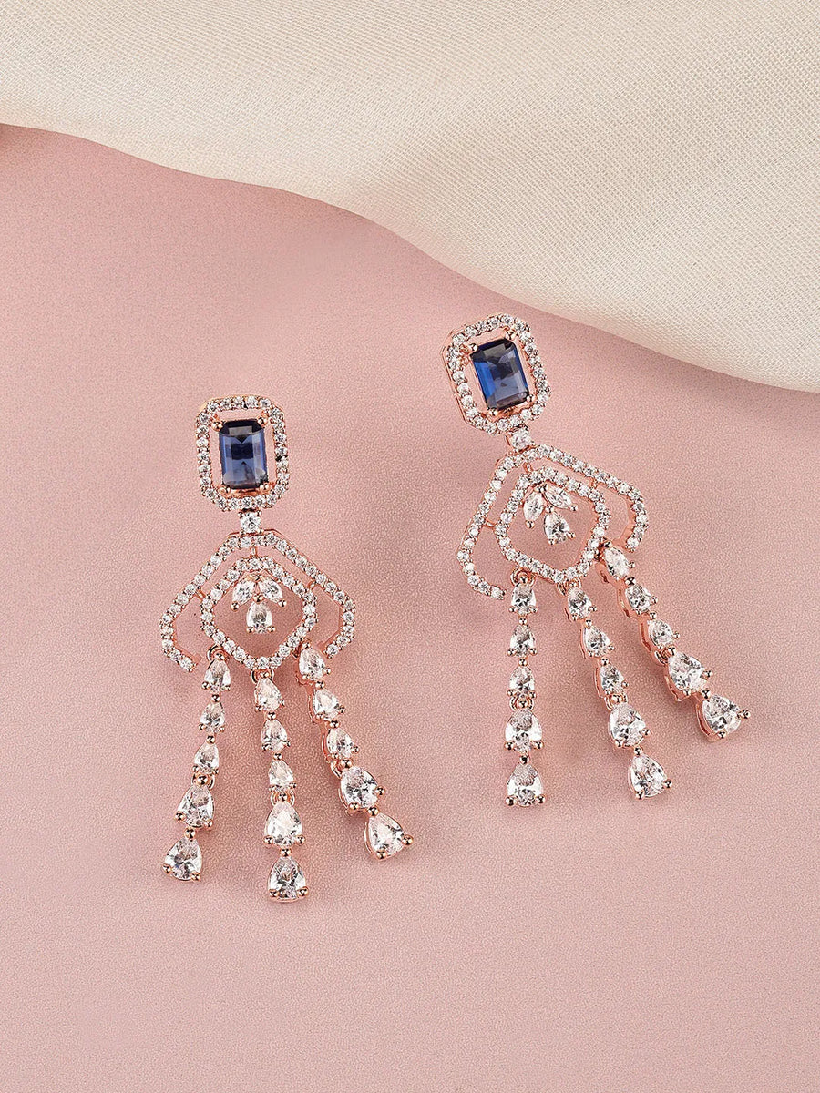 Glimmering Dusk Crystal CZ Earrings - Blue