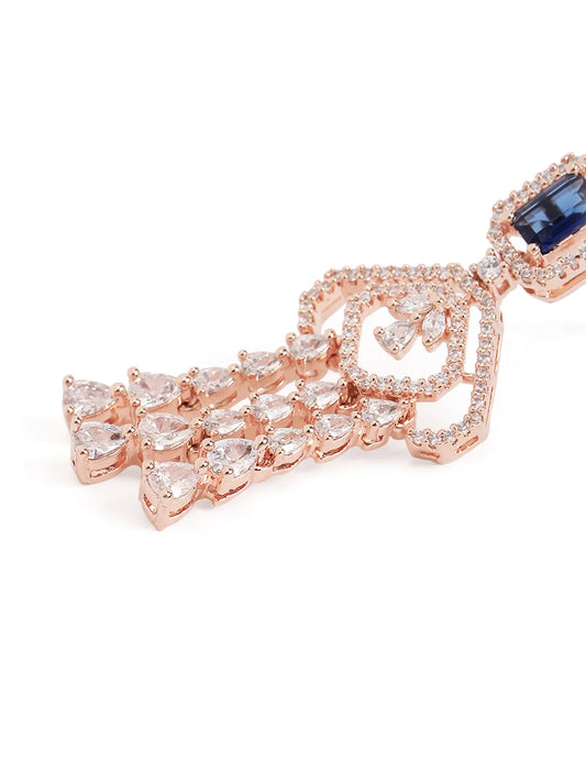 Glimmering Dusk Crystal CZ Earrings - Blue