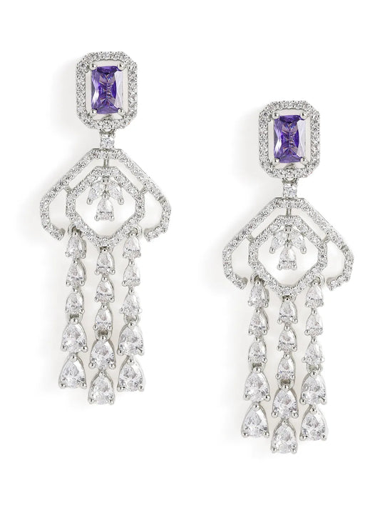 Glimmering Dusk Crystal CZ Earrings - Purple