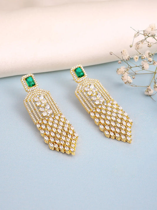 Crimson Luxe Chandelier Drops Earrings  - Green
