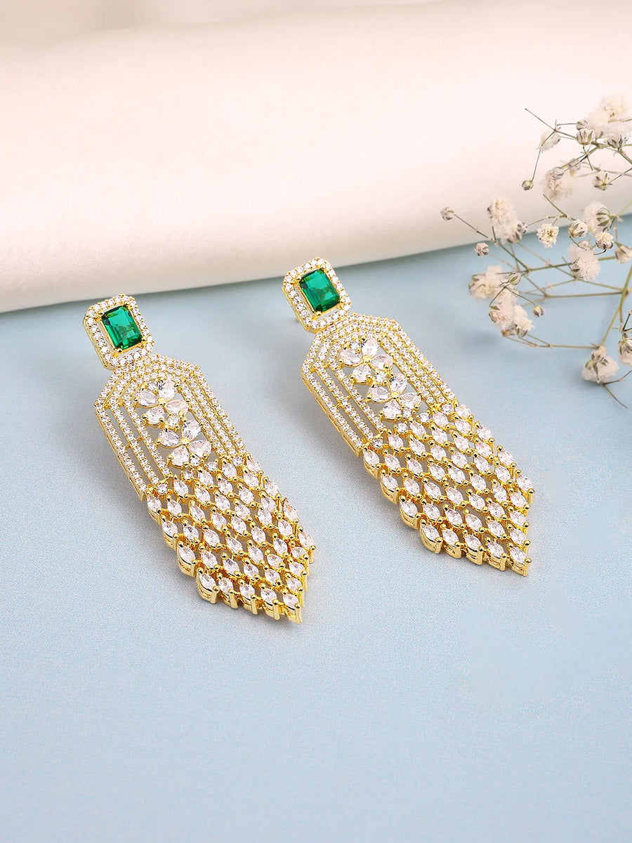 Crimson Luxe Chandelier Drops Earrings  - Green