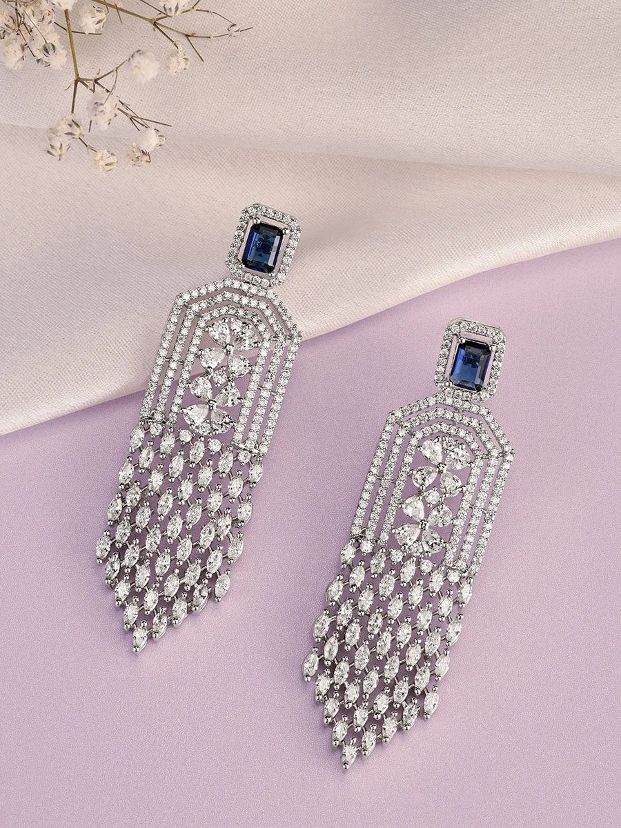 Crimson Luxe Chandelier Drops Earrings  - Blue