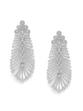 Dazzling CZ Feather Drop Earrings