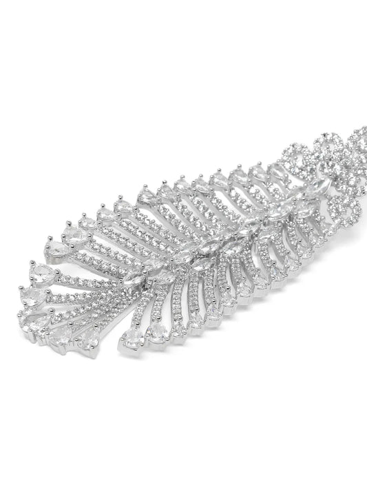 Dazzling CZ Feather Drop Earrings