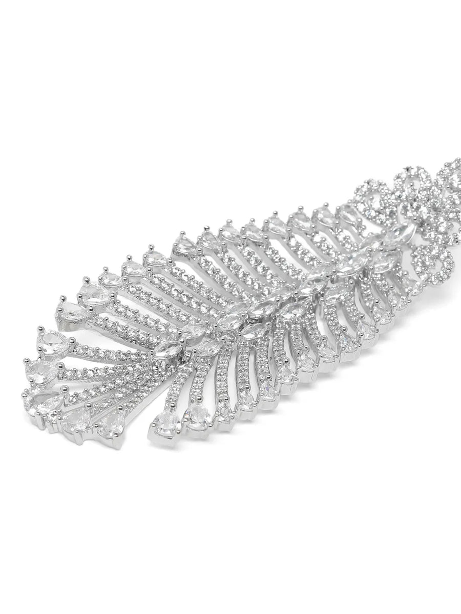 Dazzling CZ Feather Drop Earrings