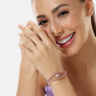 Sparkling Zigzag CZ Kada Bangle - Rose Gold