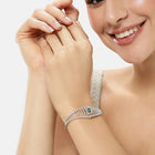 Sparkling Zigzag CZ Kada Bangle - Silver - Green