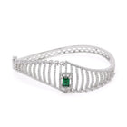 Sparkling Zigzag CZ Kada Bangle - Silver - Green