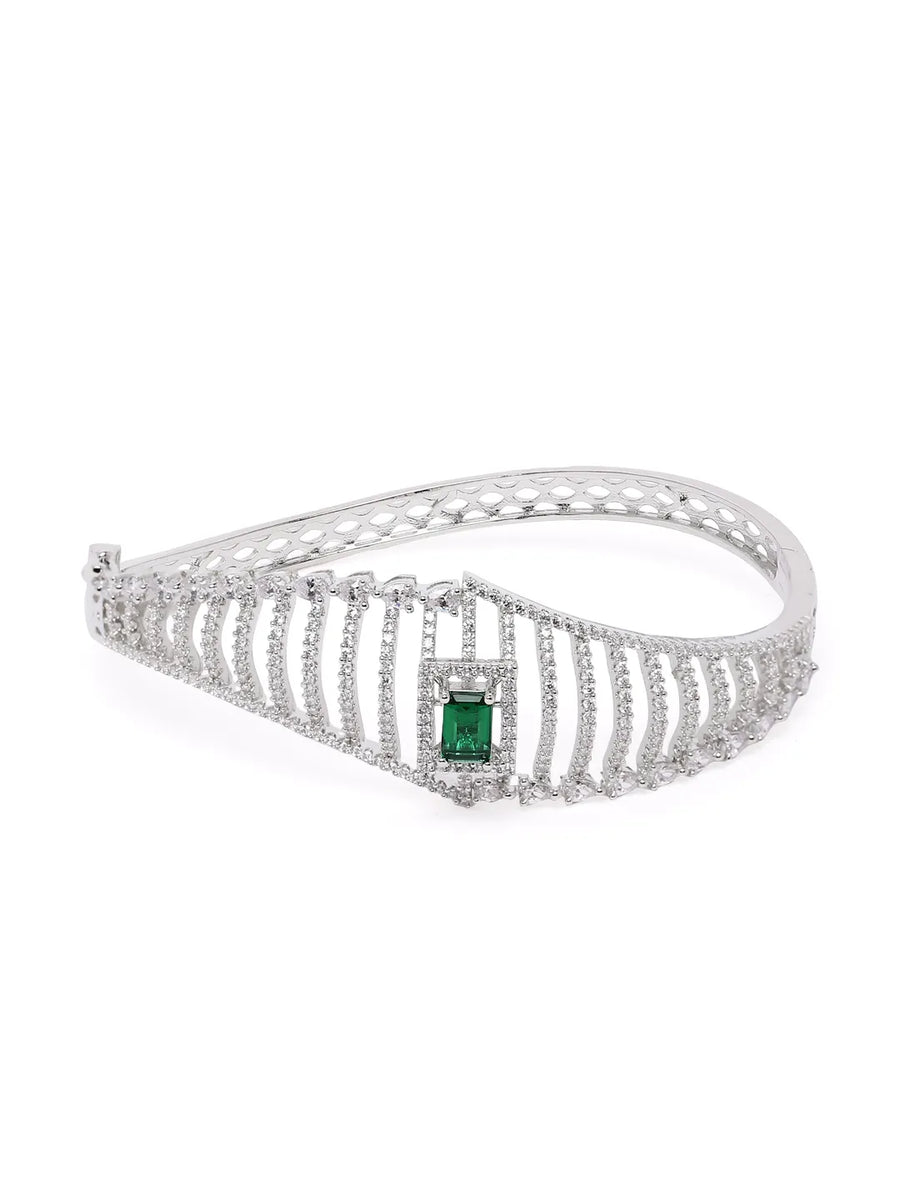 Sparkling Zigzag CZ Kada Bangle