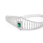 Sparkling Zigzag CZ Kada Bangle - Silver - Green