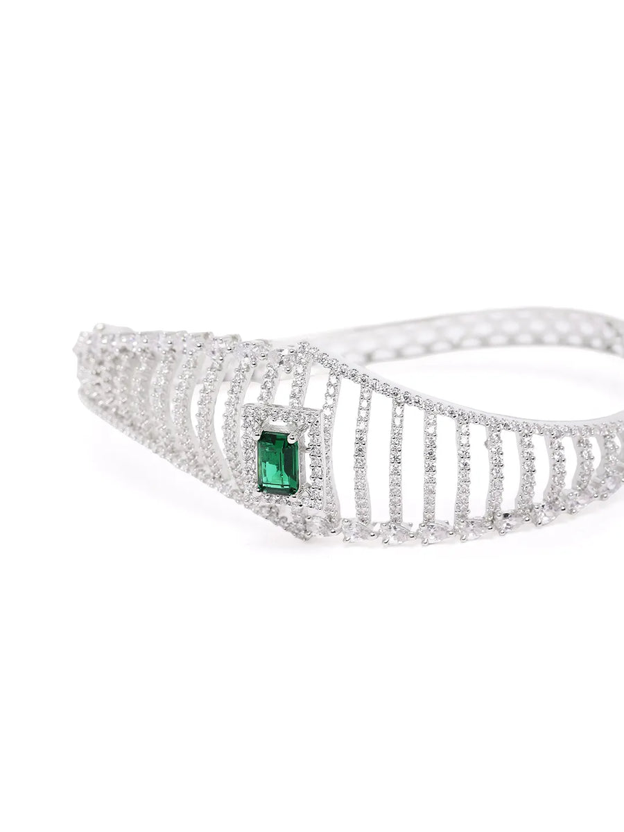 Sparkling Zigzag CZ Kada Bangle